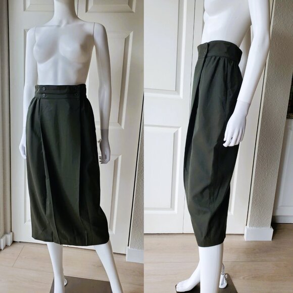 Christian Dior Separates Dark Green 100% Wool Midi Skirt Size 6 - Picture 8 of 9